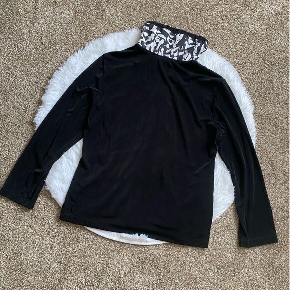 Chico’s Travelers Jacket Slinky Women’s Large Black White Zip Chicos Size 2 - Picture 2 of 12
